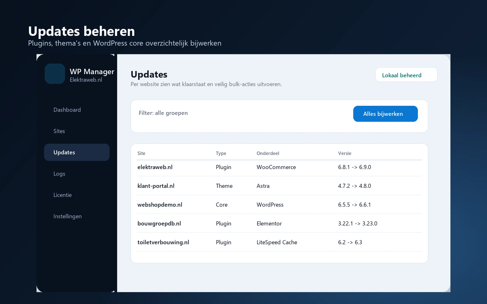 Voorbeeld van WP-Manager