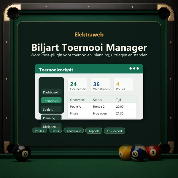 Biljart Toernooi Manager voor WordPress