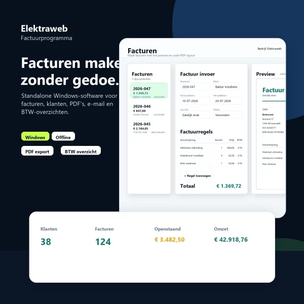 Elektraweb offline factuurprogramma voor Windows